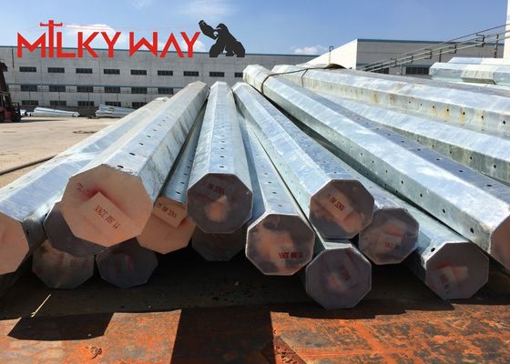30ft 66kv Çelik Uygulama direği, kolay bakım için tasarlanmış çift kollu güç aktarım hattı için