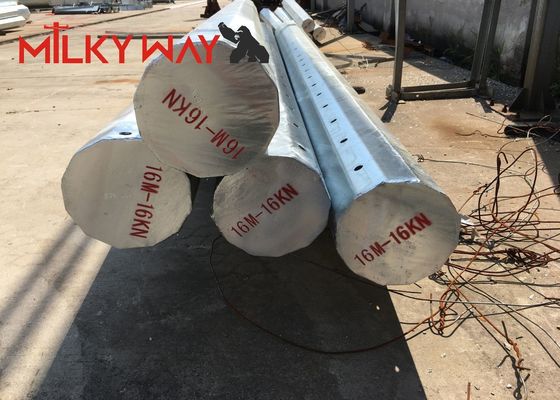 30ft 66kv Çelik Uygulama direği, kolay bakım için tasarlanmış çift kollu güç aktarım hattı için