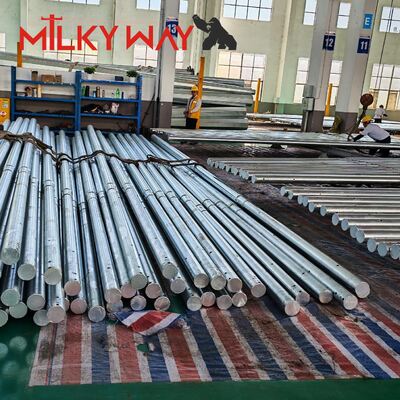 Lifetime 50 Years Steel Power Pole Hot dip Galvanized Finish Silver Engineered to Provide Support for Electrical Transmission Lines