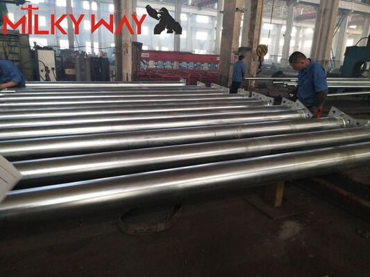 6m 7m 8m çelik direkler Çift Kollu Sıcak DIP Galvanizli Sokak Lambası Direği