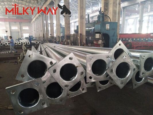 6m 7m 8m çelik direkler Çift Kollu Sıcak DIP Galvanizli Sokak Lambası Direği