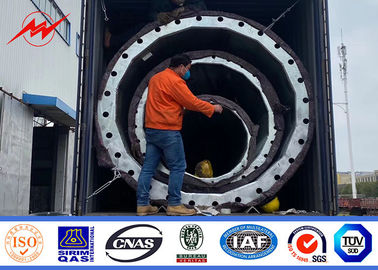 İletim Hattı için 18m 22m 132kv Yuvarlak Sıcak Daldırma Galvanizli Metal Kutup