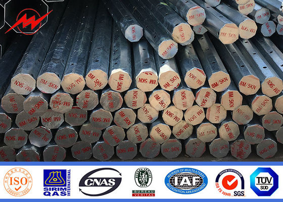 7-12M Elektrik Gücü Çelik direği 10m Q235 Sıcak Daldırma ile Aktarım için Galvanize