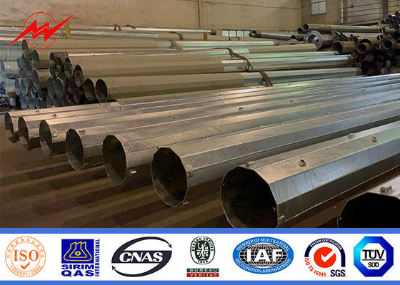 Güçlü destek için 30-90 derecelik konikli 60ft galvanizli çelik güç direği