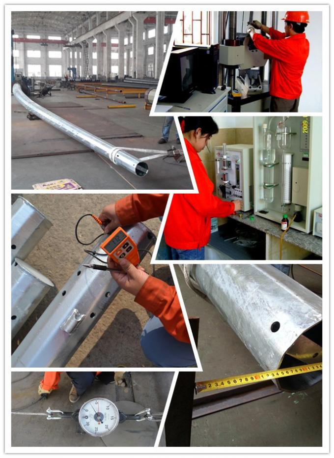 6m 7m 8m Yüksek Rüzgar Direnci ile Flange Tipi Sokak Işığı için Çelik Güç direği 2