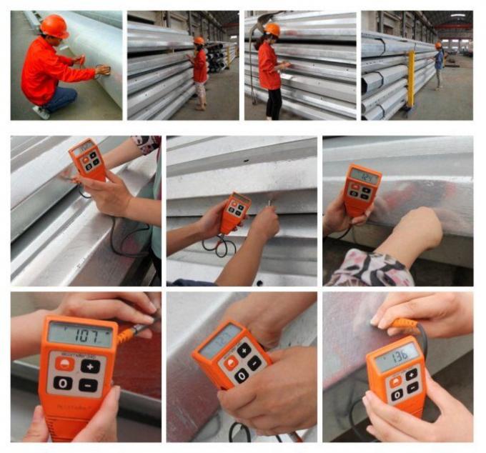 11m 3.8mm 7.2mm 80-100 Mikrom Ortalama Sıcak Dip Galvanizasyonu Dayanıklı galvanizli çelik kutup için 0